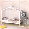 COSTWAY Letto Matrimoniale/Singolo con Scrivania, Letto Piattaforma in Legno con Testiera a Staccionata Ganci e Cassetti, 200x140/200x90 cm, Carico 320/150kg (200x90 cm)