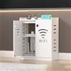 BAYTEWJX WiFi Scatola di Immagazzinaggio del Router Mobiletto Portaoggetti per Router Wi-Fi con Anta e Ripiani per Soggiorno e Ufficio.(White,50x25x60cm)
