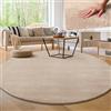 Paco Home Tappeto Salotto Pelo Corto Rotondo Moderno Morbido Lavabile Monocolore, Dimensione:Ø 160 cm tondo, Colore:Beige