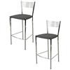 t m c s Tommychairs - Set 2 sgabelli alti modello Elegance per cucina e bar, struttura in acciaio cromato e seduta imbottita e rivestita in pelle artificiale colore grigio scuro