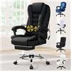 ALFORDSON Sedia Ufficio Ergonomica con Massaggio, Sedia Scrivania con Poggiapiedi e Supporto Lombare, Poltrona Girevole con Rotelle per Studio e Sala Riunioni, Tessuto(Nera)