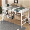 Dolamaní Letto a soppalco in metallo 90 x 200 cm, letto in metallo con scrivania a forma di L e ripiano per bambini, ragazzi e adulti (bianco B)