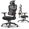 Newtral NT001 Sedia Ufficio Ergonomica Lombare, Sedia Scrivania Poltrona Ergonomica con Braccioli Poggiatesta Regolabile, Ergonomic Office Chair Oscillazione a 96-136° (NT001, Nero)