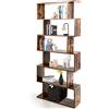 RELAX4LIFE Libreria in Legno, con 6 livelli, a forma di S, Fino a 90 kg (Brown)