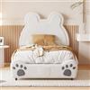 DACHETOU Lettino per bambini, 90 x 200 cm, a forma di orso, letto singolo in velluto delicato sulla pelle, bianco, senza materasso