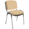IDEALSEDIE DI GALIZIA MICHELE IDEALSEDIE - Sedia Scrivania Senza Rotelle con Telaio Cromato, Sedia Ufficio Senza Ruote Comoda, Impilabile, Sedie per Sala d'Attesa, Sala Riunioni, Conferenze (Tessuto, Panna)