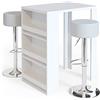 Vicco Tavolo bar alto, Bianco, 57 x 80 cm | con 2 sgabelli da bar, per un utilizzo flessibile come zona pranzo o area di lavoro