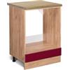 Vicco Mobile per forno da incasso R-Line, Rosso lucido, 60 cm, PL Rovere, per la libera combinazione all'interno di sistemi cucina modulari
