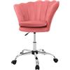 ML DESIGN modern living ML-Design Sedia da Trucco in Velluto Rosa con Schienale a Conchiglia Struttura in Metallo Poltrona da Toeletta Poltroncina Imbottita da Scrivania Ergonomica Regolabile in Altezza e Girevole