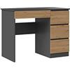 3E 3xE living.com Destra Scrivania con 4 cassetti, Antracite/Rovere Artigiano, Ufficio Seduto In Piedi