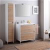 Kiamami Valentina - Mobile Bagno A Terra Con Lavabo Da 60 Cm Bianco E Rovere | Laguna