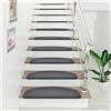 [en.casa] Set da 15 Tappeti Coprigradini per Scale Interne 65 x 24 x 7 cm Antiscivolo con Retro Adesivo - Mezzaluna - Grigio Scuro
