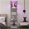 JiaOyu Vetrina in vetro con illuminazione a LED e ante in vetro, a 4 strati, antipolvere, per soggiorno, camera da letto, ufficio (bianco/specchio/chiaro, 4 strati)