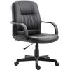 Vinsetto Sedia da Ufficio Ergonomica e Girevole, Poltrona da Ufficio con Altezza Regolabile in Similpelle 60x60x94-103cm Nero