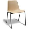 IDEALSEDIE DI GALIZIA MICHELE Sedia Da Ufficio Poltrona Fissa per Sala Attesa sedia con monoscocca in plastica colorata con telaio in metallo cromato sedia impilabile sedia per conferenza (beige)