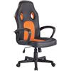 CLP Sedia Gaming Ufficio Elbing in Similpelle I Poltrona Racing Scrivania con Braccioli E Rotelle I Poltrona Ergonomica, Colore:Nero/Arancione