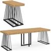 IDMarket - Consolle allungabile YUNA, 10 posti, 235 cm, con piano in legno e gamba in filo metallico nero
