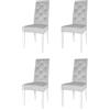 t m c s Tommychairs - Set 4 sedie Chantal per cucina e sala da pranzo, struttura in legno di faggio verniciata bianco, seduta e schienale con bottoni, imbottiti e rivestiti in velluto grigio chiaro