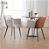 Ya-Home Set di 2 Sedie da Pranzo in PU Pelle+Lino Sedia da Salotto con Braccioli Sedie da Cucina Moderne Sedia Vanity con Gambe in Metallo per Soggiorno/Camera da Letto, Beige
