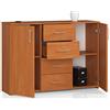 Generic Cassettiera con 4 cassetti e due ante, credenza, armadio multifunzione, soggiorno, sala da pranzo, 110 x 80 x 35 cm, colore: ontano