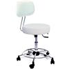 GALIZIA prjme Sgabello con Ruote e Schienale Girevole, Sgabello Lavoro con Schienale ed Altezza Regolabili, per Centri Estetici, Tatuatori, Imbottitura Alta 7cm, Prodotto Italiano (PANNA)