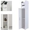 Royalswill Armadietto alto da bagno, con supporto in carta igienica, scaffale e porta lamellare, bianco, sottile e sottile, per bagno, soggiorno, camera da letto