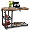 LIFEZEAL Tavolino da Divano, da Letto, a Forma di C, Scrivania Mobile Porta Laptop, PC, Serviletto, con 4 Ruote, Piano Inclinabile, Altezza Regolabile, per Soggiorno, Salotto, 80x40x64-95cm, Marrone