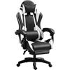 IZTOSS Sedia Gaming Ergonomica - Sedia Gamer con Schienale Regolabile, con Poggiatesta, Braccioli e Supporto Lombare (Bianco-A)