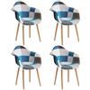 BenyLed Set di 4 Sedie da Pranzo Moderne, Sedie da Cucina con Gambe in Legno di Faggio, Sedie Patchwork in Tessuto per la Sala da Pranzo, il Soggiorno, la Camera da Letto, ecc. (Blu)