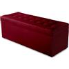 MG Design Pouf contenitore imbottito 45 × 120 cm Rosso - capacità ca. 140 L, fino a 300 kg, seduta morbida, struttura solida, già montato e facile da pulire
