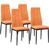 Brigros WeHome - Sedie di Tessuto Milano, Set da 4 Sedie Design per Sala da Pranzo, Sedie da Cucina, Ufficio, Sala d'Attesa, Camera da Letto, Cucina completa, Arredamento casa (Arancione)