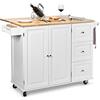 COSTWAY Carrello da Cucina in Legno, Credenza Cucina Salvaspazio con Mensole Regolabili, Armadietto per Microonde con Cassetti, 136 x 76 x 91 cm (Bianco)