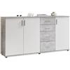 Stella Trading BOBBY, Cassettiera, effetto cemento, bianco, credenza elegante con ampio spazio disponibile per la zona giorno; 160 x 82 x 35 cm, L x A x P