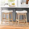 LUE BONA Set di 2 Sgabelli da Bar, Sgabelli da Bar Alti 61 cm, Sgabelli da Cucina con Seduta in Tessuto e Poggiapiedi, Sgabello da Bar Moderno per Ristorante, Soggiorno, Bar, Beige