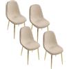 MAURY'S IL NUMERO UNO DEL RISPARMIO Maury's Set 4 Sedie Imbottite Teddy - Tessuto Morbido, Deisgn Moderno, Gambe in Metallo Oro, Comfort, Struttura Resistente, per Cucina, Soggiorno - 44X48X88h CM (Tessuto Beige)
