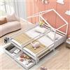 Azkoeesy Letto matrimoniale per bambini Azkoeesy, 90 x 200 cm, con protezione anticaduta e rete a doghe, a forma di casa, bianco