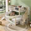 SACOOL Lettino per bambini, letto a cupola a a castello, multifunzione, con scale e armadi, con scivolo e piccola lavagna, 140 x 200 cm e 90 x 200 cm, bianco
