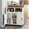[en.casa] Armadietto Stretto con Rotelle Mobile Contenitore Salvaspazio con 3 Ante Credenza per Cucina Mobiletto da Bagno Corridoio Ingresso 72x70x20 cm Bianco