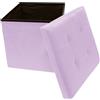Home Tresor - Pouf Contenitore Velluto, Pouf Poggiapiedi Contenitore Velluto, Pouffe Effetto Vellutato per Divano, Soggiorno, Cameretta, Quadrato (HxLxP) 38X38X38 cm (Lilla)