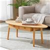 [en.casa] Tavolino Basso da Salotto Tavolino da Divano con Piano Ovale e 2 Cassetti Tavolino in Bambù 37 x 100 x 48 cm - Color Naturale