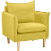 Totò Piccinni Poltrona Poltroncina DARIO in tessuto imbottito con braccioli struttura in legno di abete e multistrato (Giallo, Poltrona)