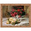 LuxHomeDecor Quadro Stampa su Tela Eugene Henri Cauchois Roses on a Dressing Table con Cornice in Legno Oro Classico Misura 53x43 CM