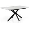 Brigros EstosaHome - Tavolo da pranzo allungabile gambe incrociate in metallo 150-190x90x76h cm, Grigio Chiaro