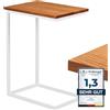 LAMO Manufaktur Tavolino laterale | tavolino per laptop | tavolino da divano | 50x35x67cm | struttura Bianca | piano in 100% vero legno massiccio colore: Rustico