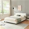 Corium Struttura Letto Imbottito a Testiera Alta Letto Francese 140x200 cm Rivestimento in Similpelle - Bianco