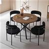 GrandCA HOME Set Tavolo e Sedie, Tavolo Rotondo da 100 cm + 4 Sedie Imbottite, Adatto per 4-6 Persone, (Marrone Scuro e Nero)
