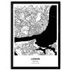 Nacnic Poster mappa di Lisbona - Portogallo. Fogli città della Spagna con i mari e fiumi, in colore nero. formato A3