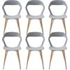 HJhomeheart Set di 6 Sedie da Pranzo Moderne Sedie da Cucina con Gambe in Metallo (Rovere), Sedie da Ufficio in Stile Scandinavo, Design con Schienale Cavo, Grigio+Rovere