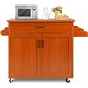 GYMAX Carrello Portata da Cucina, Armadietto a 2 Livelli, Ripiano Interno Regolabile, Credenze Mobili con Ruote, Ante Doppio, Cassetto, Portaposate, Portasciugamani, 116x40x85 cm, 5 Colori