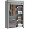 HOMCOM Armadio Portatile in Tessuto non Tessuto, Acciaio e PP, Armadio Guardaroba Salvaspazio con 6 Ripiani Aperti, 1 Appendino e Porta a Cerniera, 103x43x162.5 cm, Grigio Chiaro